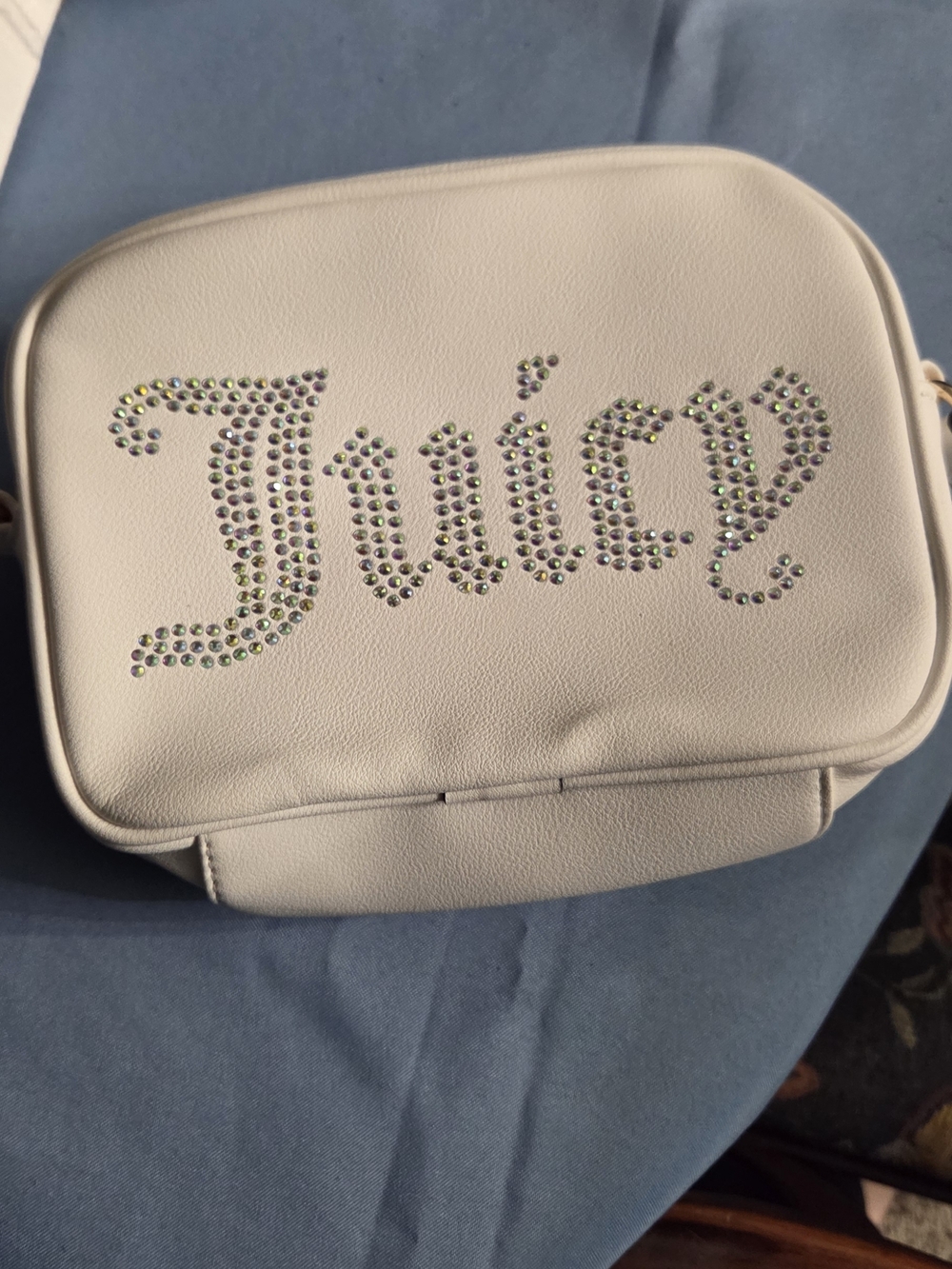 Juicy Couture White Rhinestone Logo Crossbody Bag